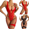 Miniatyrbild 6 av 7: Dam Spets Babydoll Teddy Body Sexiga Underkläder Nightwaer - high quality red XL