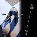 Miniatyrbild 8 av 10: Krage Bar Pin Tie Brosch SILVER DUBBEL KEDJA - on stock Silver Double Chain-Double Chain