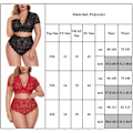 Miniatyrbild 4 av 4: Sexiga damunderkläder Spets Plus genomskinlig BH G-String stringtrosa - high quality red 3XL