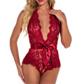 Miniatyrbild 2 av 6: Sexiga damunderkläder Spets Deep V Body Teddy Nattkläder - on stock red L