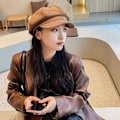 Pikkukuva 3 / 10: Kahdeksankulmainen Basker Hat Newsboy Hat KHAKI - korkea laatu khaki