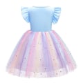 Miniatyrbild 8 av 9: Unicorn Princess Tulle Ruffle Klänning för flickor - high quality Light Blue 2-3 Years