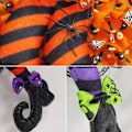 Miniatyrbild 6 av 8: Kreativ Halloween Häxa Ben Design Krans Rustik Enkel Inredning - on stock purple