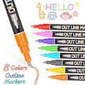 Miniatyrbild 5 av 9: Double Line Penna Metallic Markers 8PCS/ SET - spot försäljning