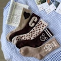 Pikkukuva 3 / 5: Vintage Ruskeat Sukat Naiset e Bear Polka Dots Letter Heart P - spot-myynti A1