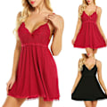 Miniatyrbild 6 av 7: Dam Nattkläder Slips Sexig Spets Nattlinne Underkläder Valentine - high quality red L