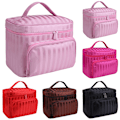 Miniatyrbild 3 av 4: Vikbar resesminkförvaringsväska Vattentät Stripe Organizer - on stock red