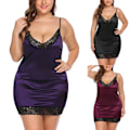 Miniatyrbild 3 av 7: Dam Sexig Nattdräkt Underkläder Party Nattkläder Plus Size Svart - high quality 4XL