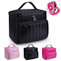 Miniatyrbild 1 av 3: Vikbar Stripe Stor kapacitet Makeup Case förvaringsväska - stock brown