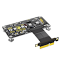 Pikkukuva 1 / 5: 3 in 1 M.2 (NGFF) NVME M-Key SSD PCI-E 4X -jatkokaapeli jäähdytystuulettimella ja automaattisella värinmuutos-LEDillä (10 cm)