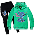 Pikkukuva 3 / 3: Lilo ja Stitch -verryttelyasu 2 osaa Hupparihousut Asusetti Urheiluvaatteet Lapsille Green 140cm
