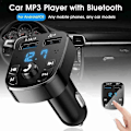 Miniatyrbilde 1 av 5: Kit for bil FM-sender med Bluetooth 5.0, hurtig billader med Qc3.0, dobbel USB-voltmeter