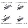 Miniatyrbilde 4 av 5: Usb-c til Micro Usb Adapter Type-c Hunn til Micro Usb Hann Konverter Kontakt Micro to Mini USB