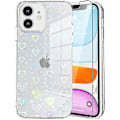 Miniatyrbild 1 av 4: Wekity Kompatibel med iPhone 11pro 5,8 tum fodral + skärmskydd, färgglad gradient laser kärlek hjärta genomskinligt telefonskal stöttålig stötfångare skyddande