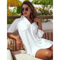 Miniatyrbillede 4 af 4: Kvinde badedragt coverups hvid chiffon bikini badetøj strand cover up kjole skjorte