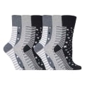 Miniatyrbilde 1 av 5: 6 Pk ladies gentle grip non elastic socks 4-8 uk Multi grey / black