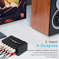 Miniatyrbilde 5 av 5: Bi-direksjonell 4-veis Rca Stereo Audio Switch L/r Lydkanal Audio Switcher, 2 In 4 Ut Eller 4 In 2