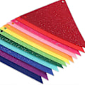 Miniatyrbillede 4 af 5: 60 stk. Regnbue Filt Stof Vimpel Banner Multicolor Fest Guirlande