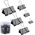 Miniatyrbillede 5 af 5: 90 stk. sorte mappe universelle binder clips sorte papir klemmer papir klemme arrangør metal clips papir binder clips