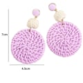 Miniatyrbillede 3 af 5: Ukendt Kvinde Boho Raffia Resort Strand Øreringe purple