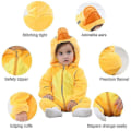 Miniatyrbillede 2 af 5: Unisex Dyre Kostume Vinter Efterår Flannel Hætte Romper F Duck 80CM