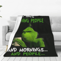 Miniatyrbillede 4 af 4: The Grinch tæppe blødt hyggeligt gaver julefest soveværelse dekoration 3