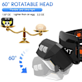 Miniatyrbillede 4 af 5: Hovedelygte Lommelygte, 1200 Lumen Super Lys og Klar LED Genopladelig Hovedelygte med Hvidt og Rødt Lys, 2 Pak Vandafvisende Bevægelsessensor Hovedelygte