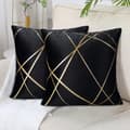Sammetsvart kuddfodral Set om 2 Guld Geometrisk Utomhus Soffa Dekor