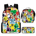 Pikkukuva 1 / 4: 3 kpl/setti jalkapallo tähti reppu opiskelija koululaukku 5 pencil case