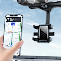 Miniatyrbillede 5 af 5: Telefonholder Universal Navigation Holder Bil Bakspejl Beslag 360 Graders Rotation Tilbagekaldelig Beslag