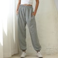 Miniatyrbilde 1 av 4: Elastiske baggy-bukser med høy midje for kvinner style2 gray XL