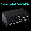 Miniatyrbillede 5 af 5: 1 ind i 4 ud stereo signal kilde splitter lydfrekvens signal fordeler enhed ikke forbrug O