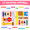 Miniatyrbild 5 av 7: Montessori-leksak för småbarn, 4-lagers aktivitetsbräda, sensorisk leksak, Montessori-leksaker för pojkar 3 4 år, lär sig grundläggande livsfärdigheter Pink clip clock model