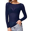 Miniatyrbillede 1 af 5: Kvinder Gennemsigtig Langærmet Sømløs Arm Shaper Top Mesh Skjorte Bluse
