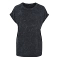 Miniatyrbillede 2 af 2: Byg dit brand - Dame/kvinde T-shirt med syrevask og forlængede skuldre Black XS