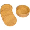 Pikkukuva 3 / 6: Juomien aluslautaset 6 kappaleen nahka-aluslautasen setti pidikkeellä, bambukuvioiset pyöreät aluslautat kodin ja keittiön käyttöön bamboo pattern
