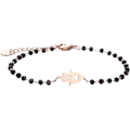 Miniatyrbillede 1 af 7: Palm Charm Armbånd i Rustfrit Stål med Sorte Perler - Enkelt Lykkearmbånd (Rosaguld) rose gold