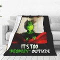 Miniatyrbillede 2 af 4: The Grinch tæppe blødt hyggeligt gaver julefest soveværelse dekoration 4