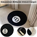 Miniatyrbillede 2 af 5: 8-Ball Simulerings Billardmåtte, Blød Skridsikker Rund Stolmatte, Børneværelse Bademåtte, Sort Tæppe, Stue Sort Cirkelmåtte