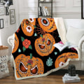 Miniatyrbillede 5 af 5: Halloween tæppe orange græskar tæppe sort Sherpa fleece tæppe tegneserie tæppe til soveværelse sofa sofa (halloween) ,halloween