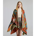 Miniatyrbillede 2 af 5: Vinter Sweater Shawls Kvinders Åben Front Poncho Kappe Wraps