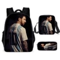 Miniatyrbillede 1 af 4: 3 stk./sæt fodboldstjerne Lionel Messi rygsæk studenter skole taske S backpack