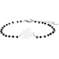 Miniatyrbillede 1 af 7: Lykkekløver Charm Armbånd Rustfrit Stål Sort Perle Enkel Lykke Charm Armbånd (Sølv) White