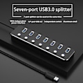 Miniatyrbillede 2 af 5: USB Hub 7 Porte USB 3.0 5gbps Hub Splitter Forlænger Med Switch Og LED Til Laptop PC Sort
