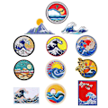 Miniatyrbillede 1 af 5: 12 stk. Wave Off Patch broderet applikation stryge på sy på emblem til håndværk, dekoration og gør-det-selv tøj