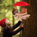 Miniatyrbillede 3 af 4: Egern Foderbord Dyr Træ Majs Kol Holder Foder Udendørs Egern Foder