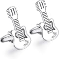 Miniatyrbilde 1 av 3: Mansjettknapper for menn, bryllup, sølv, mansjettknapper, herresmykker, gitarform, rustfritt stål