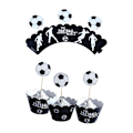 Pikkukuva 2 / 5: 48 kpl lasten koriste cupcake-topperit jalkapallokakkupaperi cupcake-topper jalkapalloleivontakuppit