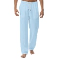Miniatyrbillede 1 af 3: Mænd Linned Look Baggy Bukser Elastisk Talje Casual Strand Yoga Bukser Blue XXL