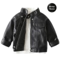 Miniatyrbilde 1 av 5: 2023 Baby Vårklær Skinnjakke Gutter & Jenter Plus Fleece Varm Casual Motorsykkel Skinnjakke For Barn Trendy Beige 4T